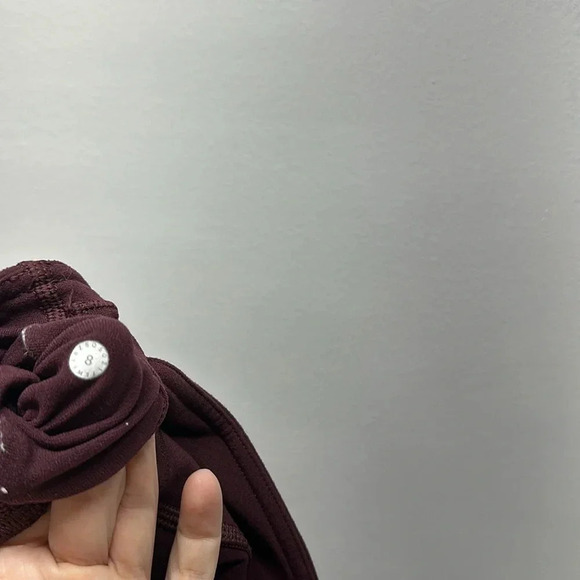 Lululemon Reveal Crop Cropped Leggings Side Stripes 15” Dark Adobe Red Size 8 - Picture 9 of 10